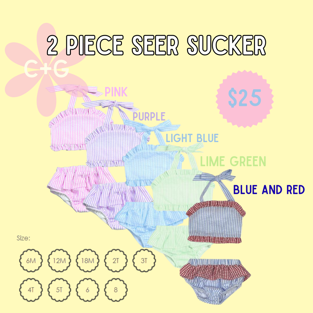 2 Piece Girl's Seer Sucker swim